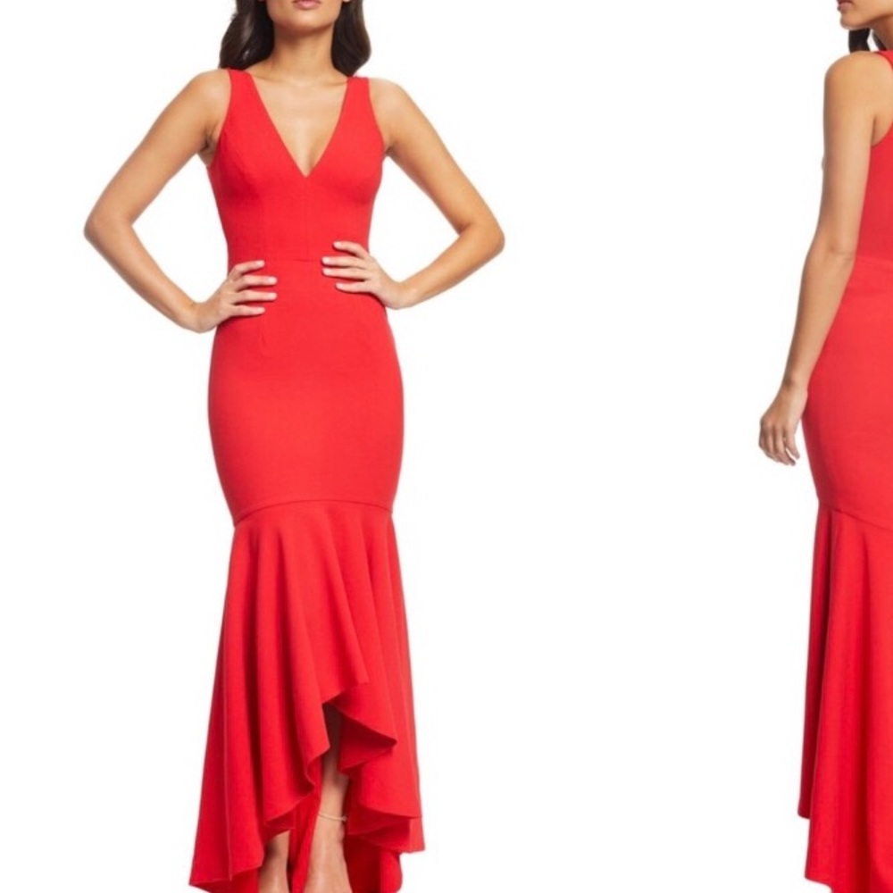 Dress the Population Red Mermaid Gown